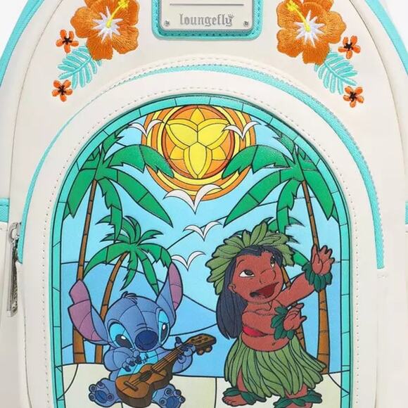 NWT Loungefly Disney Lilo & Stitch Stained Glass Portrait Mini Backpack - Picture 2 of 10